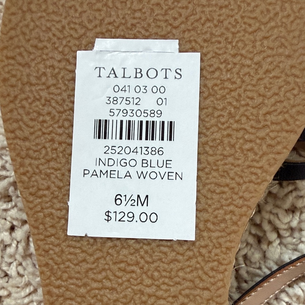 Talbots dark Navy Woven Espadrille Ankle-Strap Sandals -NEW - Picture 2 of 5
